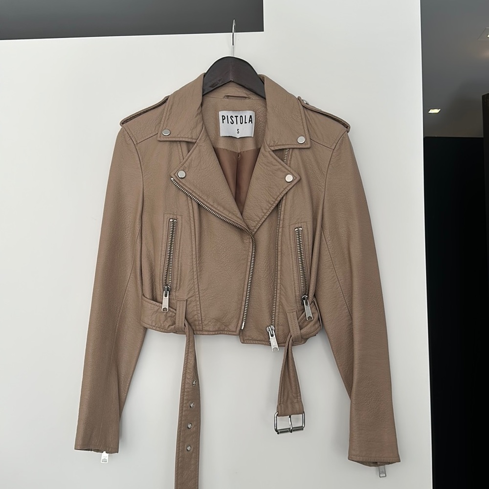 Pistola tan faux leather jacket size S